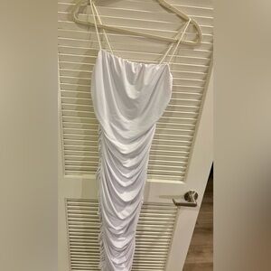 Missguided white runched midi dress